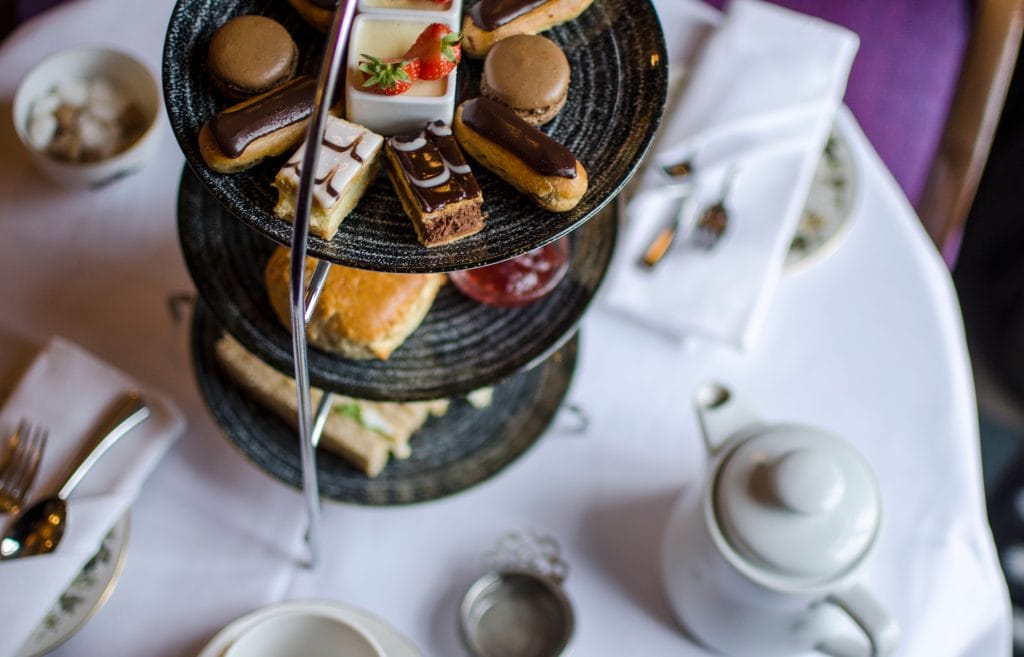 cake stand with sweet treats at venue for a wake near bristol