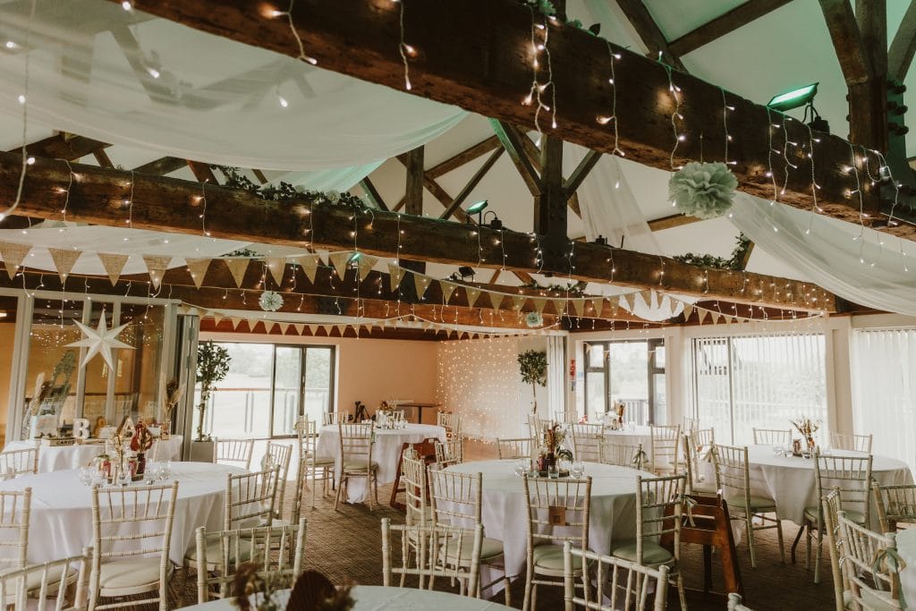 beautiful decorations hung on wooden beams for a wedding in bristol