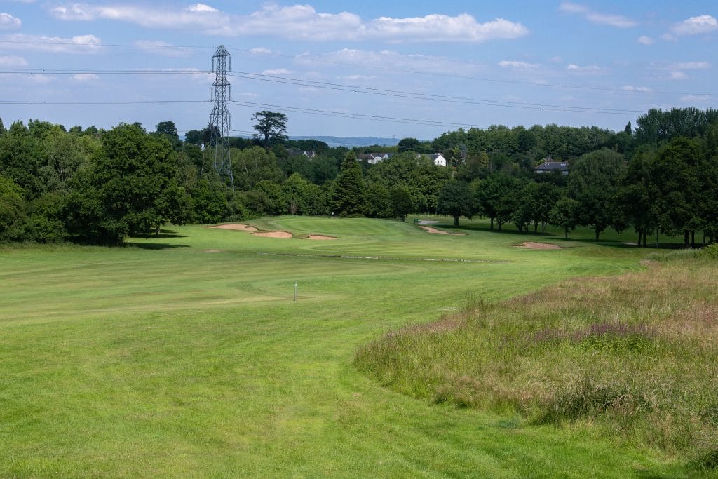 Golf fairway with surrounding rough at a golf club in Bristol.
