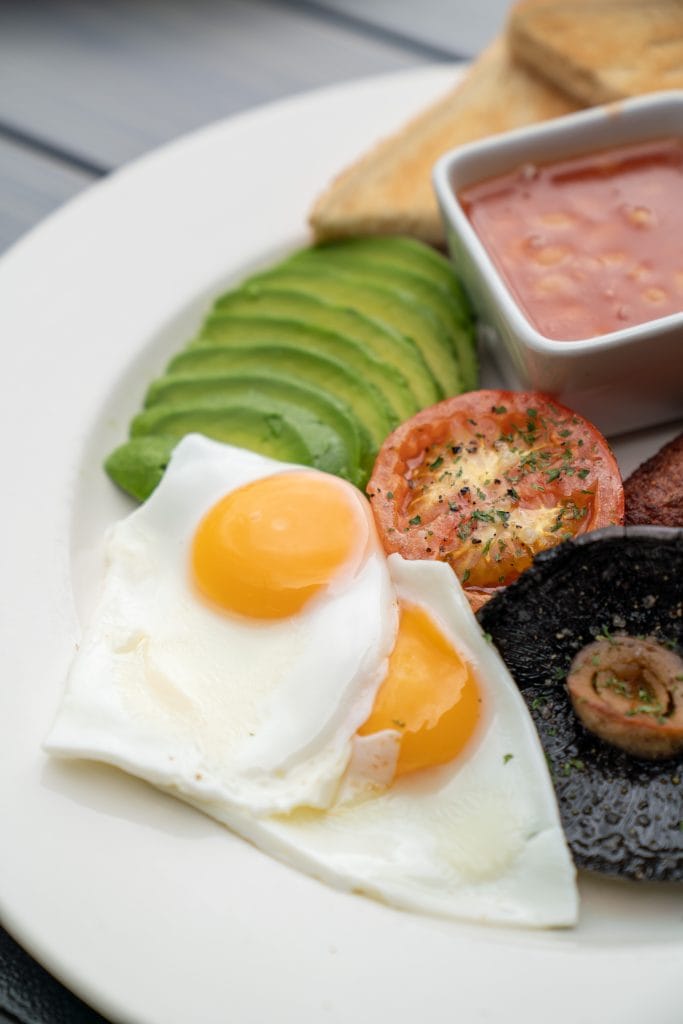 Freshly served breakfast at a cozy café near Alveston, offering delicious food options near Bristol